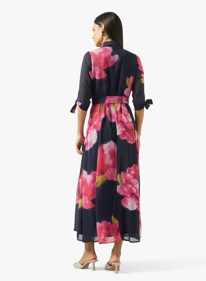 Style Cheat Belted Floral Print Maxi Dress - Image 2